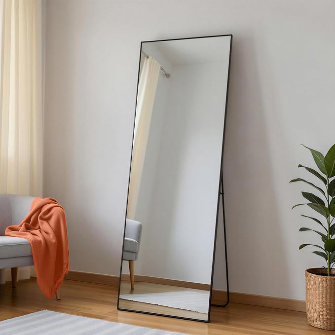 Amazon Basics Full Length Floor Mirror, 64" x 21" x 0.55", Black