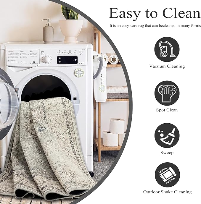 Ruaruarug Area Rug Non Slip Machine Washable Ultra Soft Living Room/Bedroom/Kitchen/Outdoor/Classroom Gray, 8'×10'