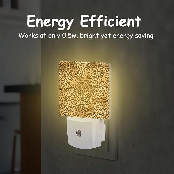 Plug Night Light,Leopard Skin Night Light Lamp Auto Sensor Energy Efficient Dusk to Dawn Lights for Girls Boys Women Room Decor,Hallway,Kitchen,Bathroom,Nursery,Stairs