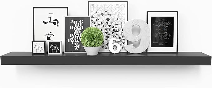 Ballucci Floating Shelf, 36" Wood Wall Shelf with Invisible Brackets for Bathroom, Living Room, Bedroom, Kitchen, Nursery, 6" Deep, Black