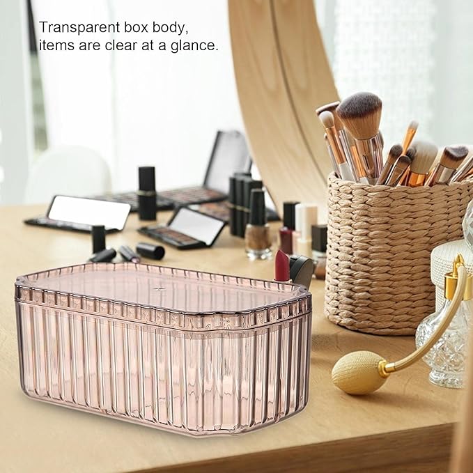ANZAGA Makeup Storage,Jewelry Box Makeup Case Organizer - Portable Jewelry Display Case 3 Layer Stackable Case for Women Necklaces Rings Watches Bracelets