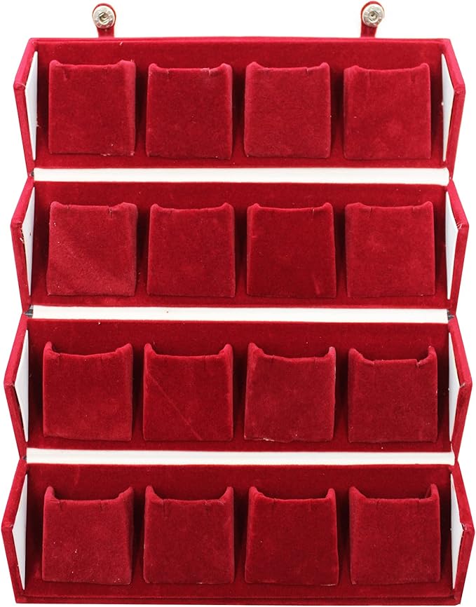 atorakushon Maroon Velvet Vanity Box Make-Up Jewellery Earrings Utility Toiletry Wardrobe Organizer Pouch Travelling Box For Women's Set of 1