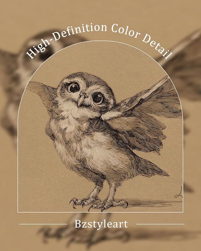 Bzstyleart Vintage Wall Art Decor for Living Room, Gold Framed Wall Art, 8 x 10 Inch Owl Animal Picture, Canvas Picture Print Painting for Bedroom Bathroom Classroom Decor