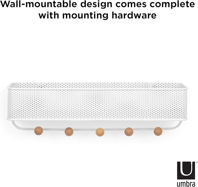 Umbra Estique Entryway Organizer, Great for Storing Keys, Small Accessories, Mail, Wallets and More, Small, White/Natural