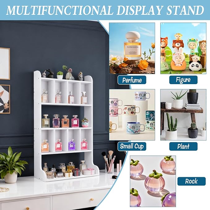 Perfume Organizer Display Case Multi-Tier Trinket Display Shelf for Perfume Crystal Storage Fragrances Collectibles Figures Miniatures Cosmetics Shot Glasses