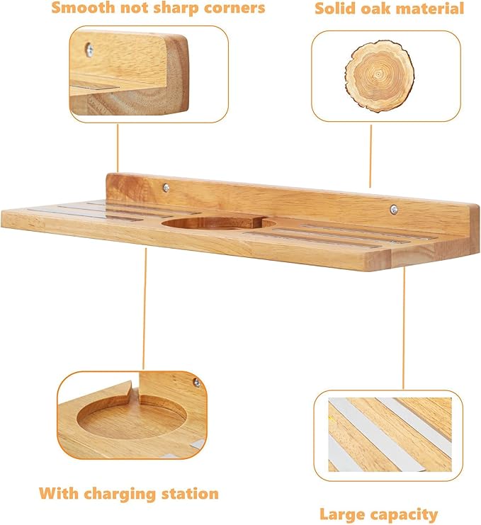 For Tonies Figures Shelf Magnetic,for Tonie Box Wall Shelves,for Tonies Characters Organizer Audio Toy Storage (Holds 36 Figurines),Compatible Charging Station for Children Kid's Room,Oak Wood