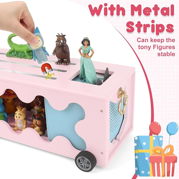 for Tonies Box Organizer Shelf Storage, Treasure Chest Cart for Tonie Shelf Magnetic, Compatible with Tonie box 1/2 Player Tonies Figures Characters for Children, Display Collection 20~30 Characters