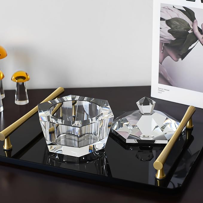 Makeup Storage Jars, Clear Crystal Candy Containers, Transparent Empty Storage Jar for Makeup, Loose Powder, Bath Salts, Vanity Organizer, Desk Decor for Rings