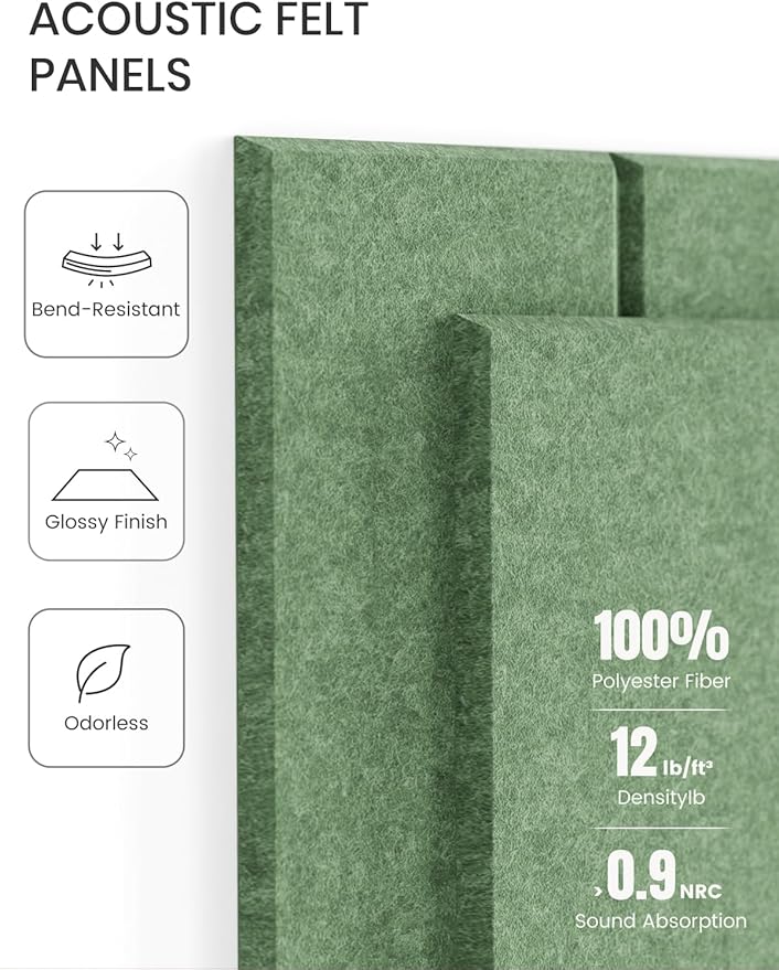 Large Felt Bulletin Board 36"x24" Cork Board Alternative - 6 Pack with 40 Safe Removable Adhesive Tabs, Cork Boards for Walls Pin Board for Home Office Classroom Felt Board-Moss Green