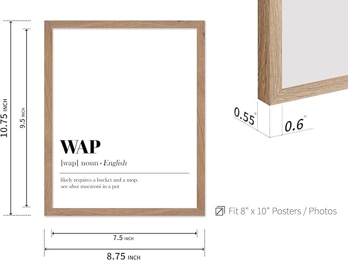 Poster Master Typography Poster - Dictionary Print - WAP Definition, Wet, Requires Bucket and Mop, Minimal, Funny - Gift for Girl, Friend - Wall Decor for Home, Bedroom, Dorm, 8x10 Beige Framed