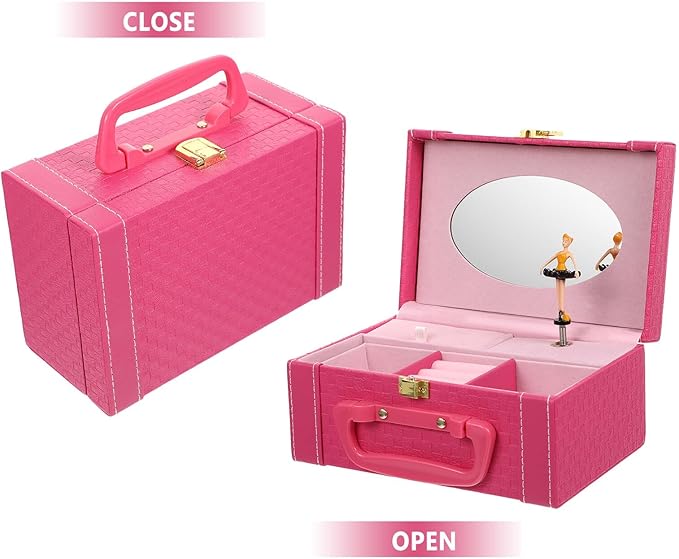 Jewelry Box Organizer with Mirror Pink Jewelry Storage Case for Women Necklace Earring Bracelet Display and Makeup Storage Organizer