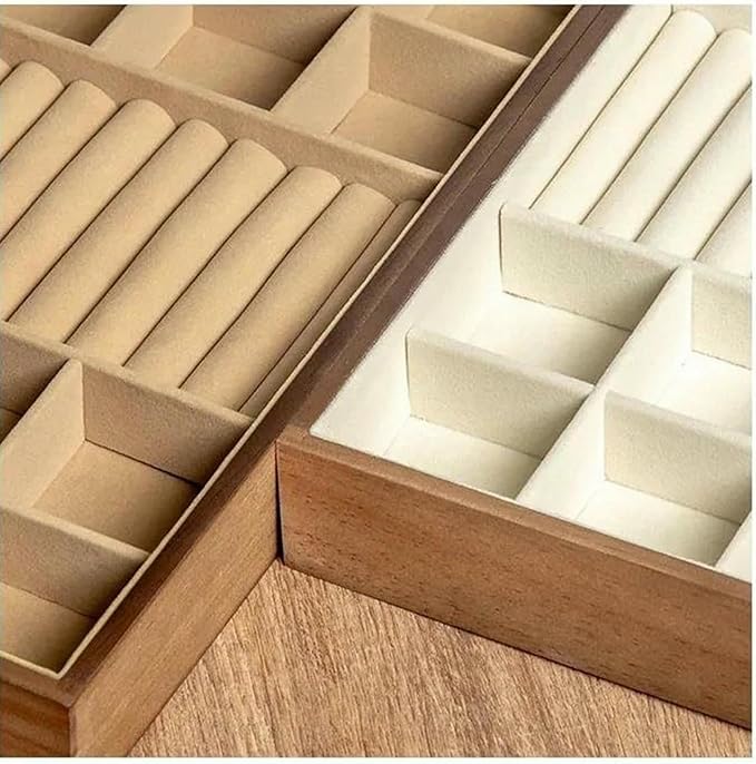 Wooden Multi-Layer Ring Box - Makeup & Jewelry Organizer, Cosmetic Storage Container for Desktop, Elegant Decorative Box for Rings & Accessories (2D)
