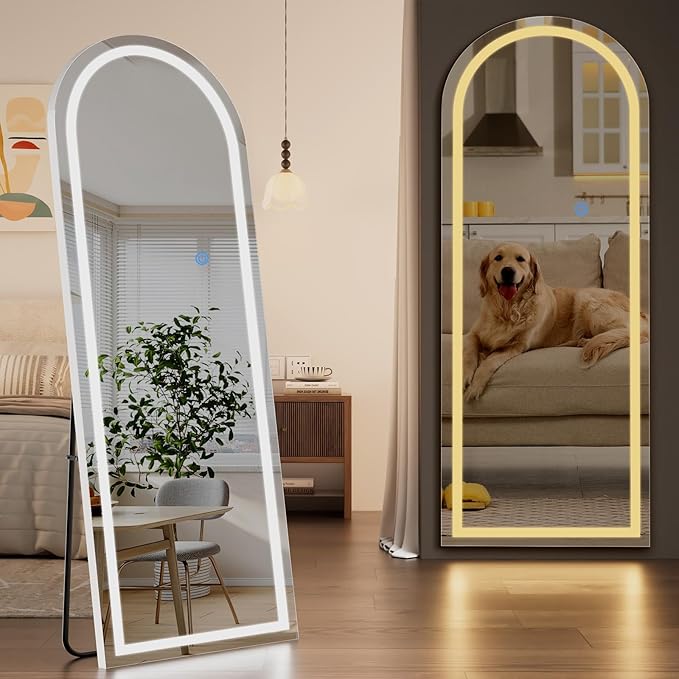 Koonmi Full Length Mirror with LED Lights 65"x26" with Dimming & 3 Color Lighting