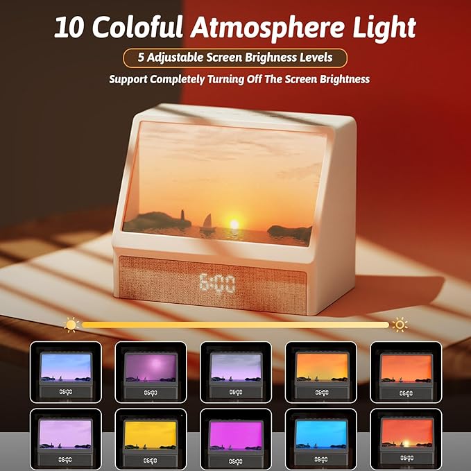 Sunrise Alarm Clock Night Light, Hatch Alarm Clock for Adults with Sound Machine Bluetooth Speaker White Noise Sound Machine Sunrise Clock Night Lamp for Nightstands Room Decor Gifts Ideas