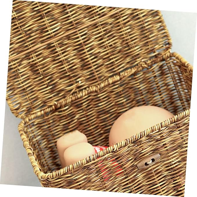 Beaupretty Imitation Rattan Desktop Storage Organizer Box Woven Sundry Makeup Container with Break Resistance for Home Office and Bathroom Use Decorative Storage