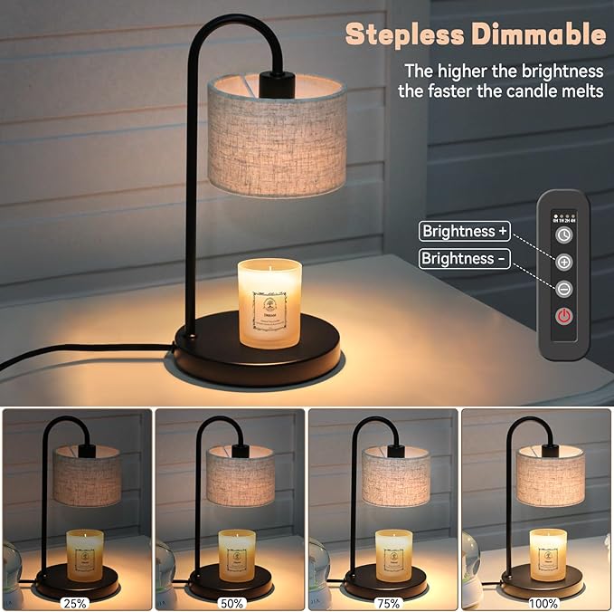 FINCMY Candle Warmer Lamp with Timer, Dimmable Candle Wax Warmer Candle Lamp Warmer for Scented Candles with 2 Bulbs, Mothers Day Gifts Birthday Gifts for Women Home Decor - Linen