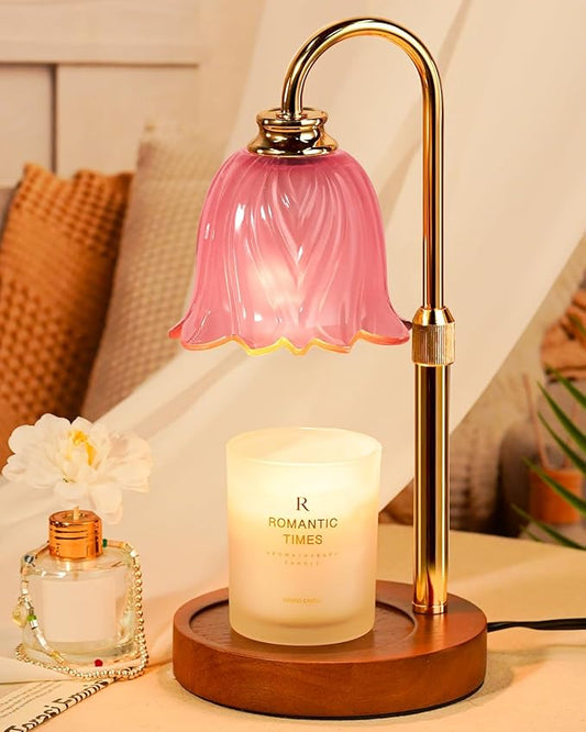 Funistree Candle Warmer Lamp, Gold Candle Lamp Warmer with Timer & Dimmer with 2 Bulbs, Birthday Gifts for Women Mom, New Home Bedroom Decor, Height Adjustable