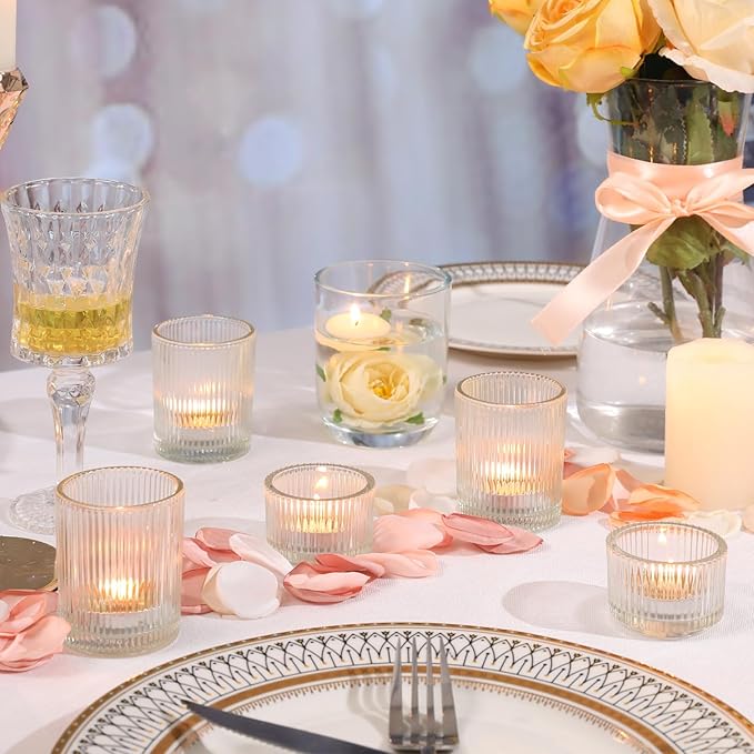 NITIME 10pcs Assorted Clear Votive Candle Holders for Wedding Centerpiece, Clear Tea Light Candle Holders, Glass Candle Holder for Table Centerpiece, Wedding, Home and Party Decorations