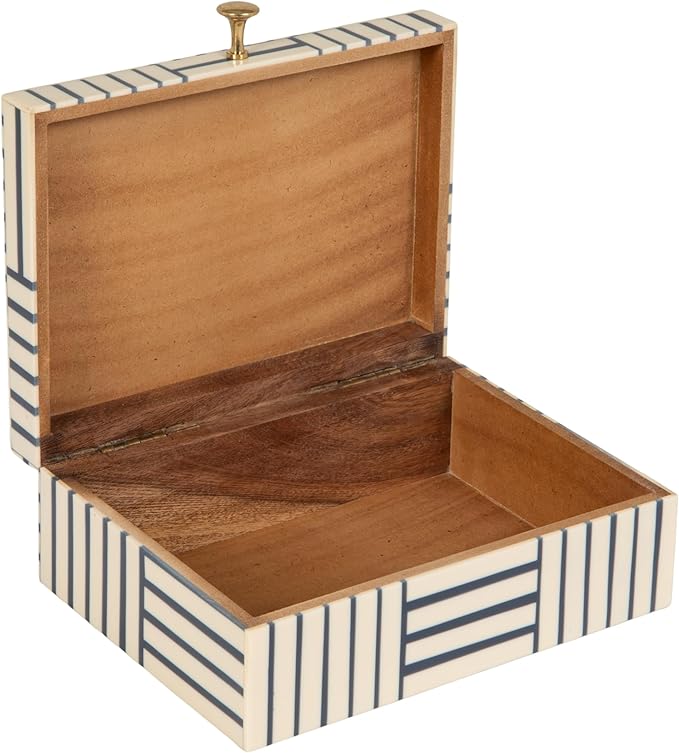 Bloomingville Midnight Blue & White Striped Resin Storage Box