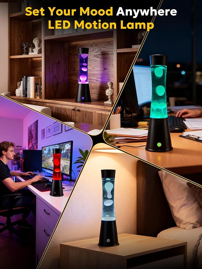 17-Color Changing Liquid Motion Lamp with Remote & Auto Shut-off, Soothing Mood Lamp for Bedroom, Office & Home Decor, 15.5 Inch Large LED Night Light, Unique Gift for Kids,Valentines, Teens & Adults