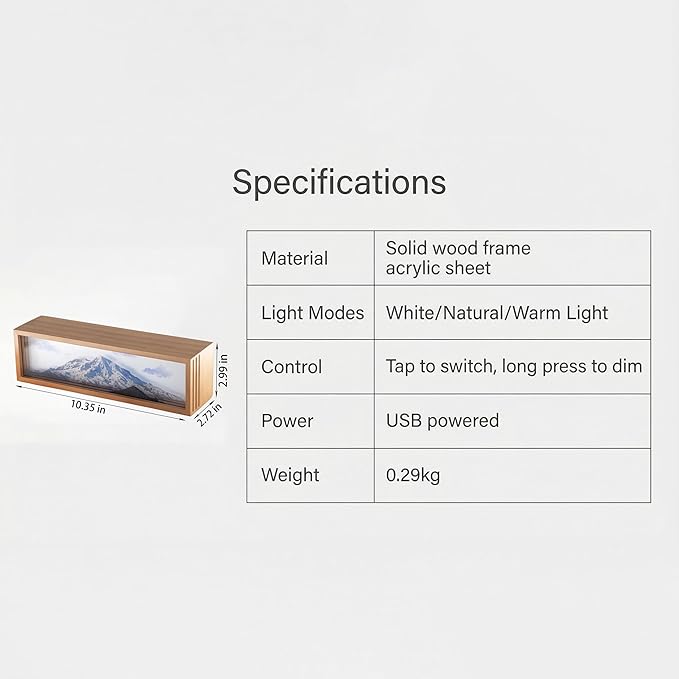 Snowy Mount Rainie Led Light Box 3 Layers of Acrylic Light Box - Handmade Table Lamp for Room Decor - National Park Travel Signs Travel Gift