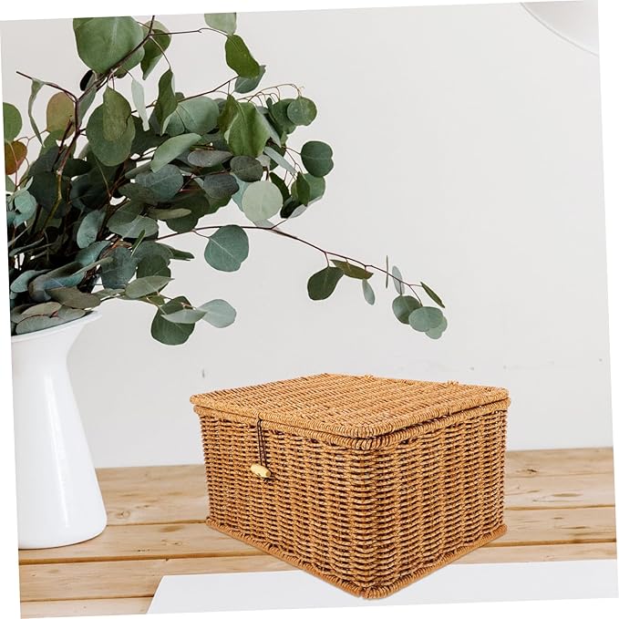 MAGICLULU Baskets for Organizing Woven Storage Bin Desktop Makeup Organizer Imitation Rattan Box
