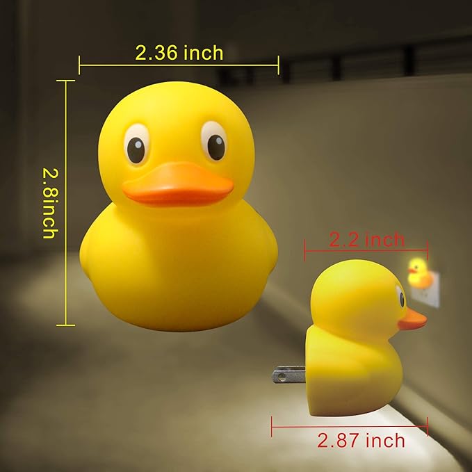 4 Pack Plug in LED Night Light with Cute Duck Dusk to Dawn Sensor Kids Decor Warm White 2700K Classic Kit -Be Safe At Night