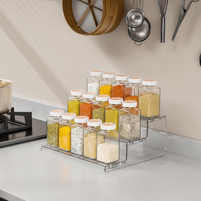 Yieach 3 Tier Acrylic Display Stands for Cupcake Stand,Dessert,Perfume Stand Organizer and Figurine Display Shelf,Tiered Clear Acrylic Display Risers for Cologne,Collection,Spice Rack,Perfume Display