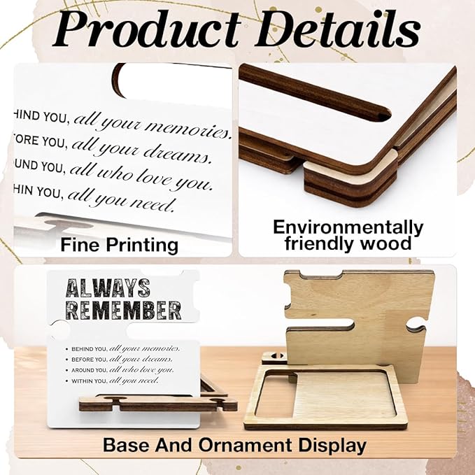 Positive Behind You All Your Memories Grad Gift - Multi-functional Desk Organizer - Graduation Decorations Wooden Decor Sign for Office Desk Table Shelf