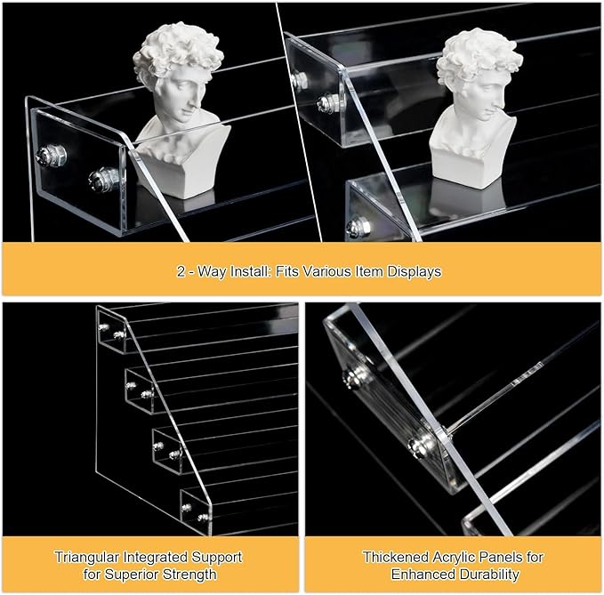 Tiered Spice Rack Acrylic, 4 Tier Spice Rack Shelf Seasoning Organizer, Clear Perfume Organizer, Makeup Display Stands Double Sided Usable for Better Presentation