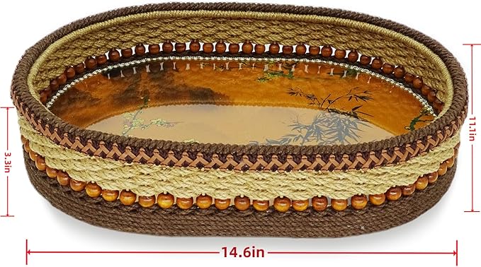 Zenpeace Wicker Basket, Suitable For Hand-Woven Basket Rectangular Storage Basket with A Handle, for Organizing and Decorating Projects, Storage Clothes and Various Items