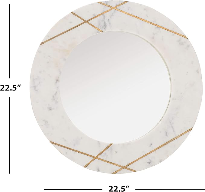 SAFAVIEH Home Hale 23-inch Marble Round Decorative Accent Mirror