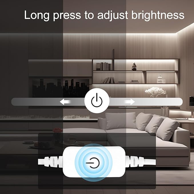 ZSLAIFU COB LED Strip Lights, 16.4ft LED Lights for Bedroom, Dimmable Strip Lights, White LED Lights Strip, High Bright Lights for TV, Cabinet, Kitchen, DIY Lighting