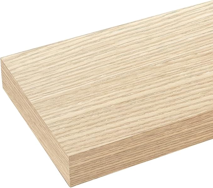 Floating Shelves for Wall, 24" Wall Mounted Shelves, Rustic Farmhouse Decor & Storage for Bathroom, Kitchen, Living Room, Dining Room, with Invisible Brackets, Set of 2, Oak