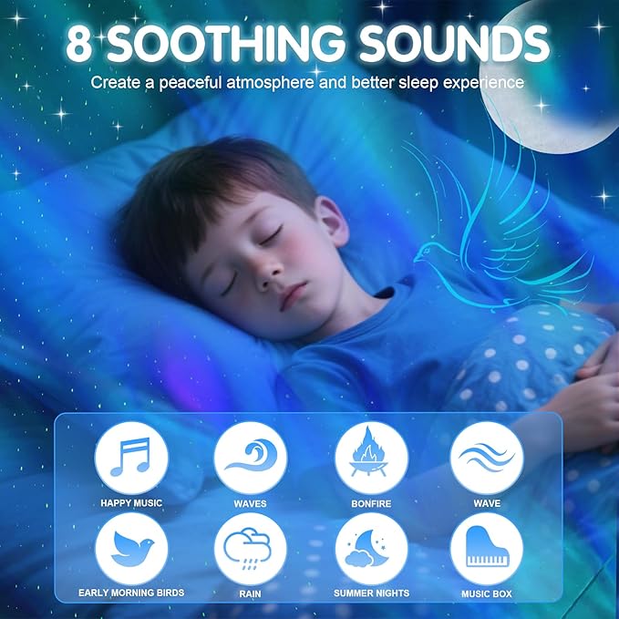 Galaxy Projector with Moon,Northern Galaxy Light Aurora Star Projector with Bluetooth Speaker Timer and Remote Control,Night Lights for Bedroom Decor, Gifts for Kids, Christmas,Birthday