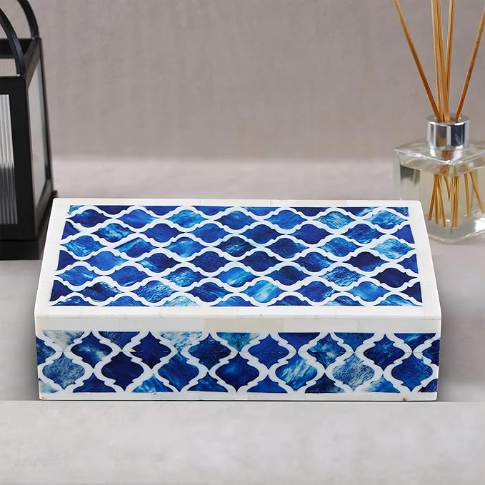 Handicrafts Home Decorative Storage Box 10x6 – Remote Organizer Box with Lid, Modern Decorative Keepsake Box, Boho Shelf Décor, Memory Box for Photos or Letters, Decorative Box for Table Décor
