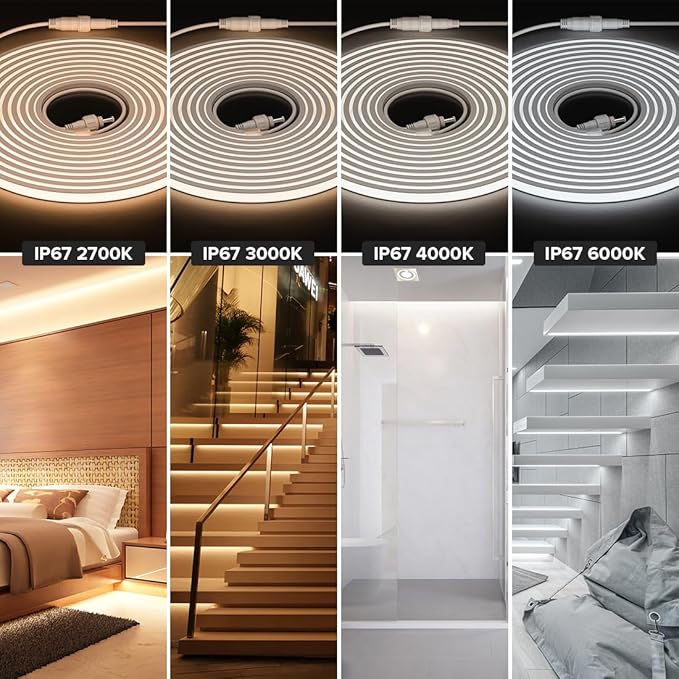 BTF-LIGHTING FCOB COB LED Strip IP67 Waterproof Flexible High Density Uniform Diffused Neon Light 16.4FT DC24V Warm White 2700K 480LED/m CRI 90+ for Indoor Decor(No Adapter or Controller)