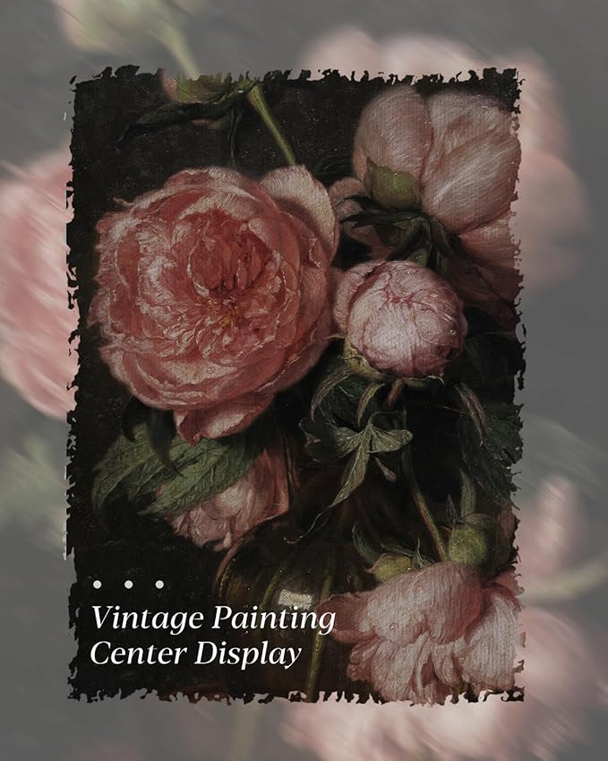 HUARCEY Framed Canvas Wall Art Prints, Bathroom Shelf Vintage Decor Aesthetic, Peony Floral Paintings Farmhouse Wall Decor, Retro Table Desk Decoration for Bedroom Living Room, 16x24Inch