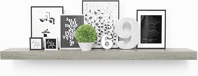 Ballucci Floating Shelf, 36" Wood Wall Shelf with Invisible Brackets for Bathroom, Living Room, Bedroom, Kitchen, Nursery, 6" Deep, Rustic Gray