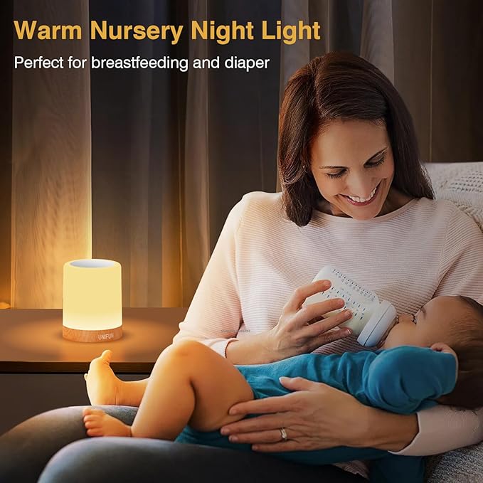 UNIFUN Night Light, Touch Lamp for Bedrooms Living Room Portable Table Bedside Lamps with Rechargeable Internal Battery Dimmable 2800K-3100K Warm White Light & Color Changing RGB (Regular Size)…