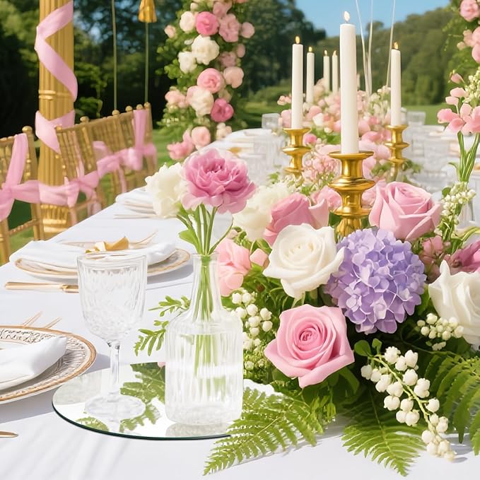 12PCS Round Mirror Plates for Centerpieces, Mirror Trays 12inch Flat Circle Mirrors for Tables Mirror Centerpieces, Circle Mirror Candle Plates for Table Centerpieces Wedding Party Centerpieces
