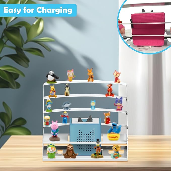 for Tonie Shelf Magnetic, Metal Shelf for Toniebox, Tonies Storage for Tonie Figures 30-50pcs in Children’s Room Decoration for Children to Play and Collect, White