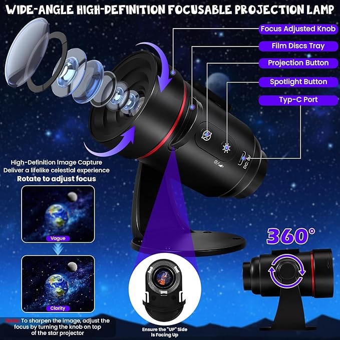 Galaxy Projector, 2-in-1 Planetarium Star Projector with 7 HD Slides Wall Lamp, LED Sconces Night Light Starry Sky Space Solar System Projector Nebula for Kids Bedroom Sleeping Hallway Ceiling Decor