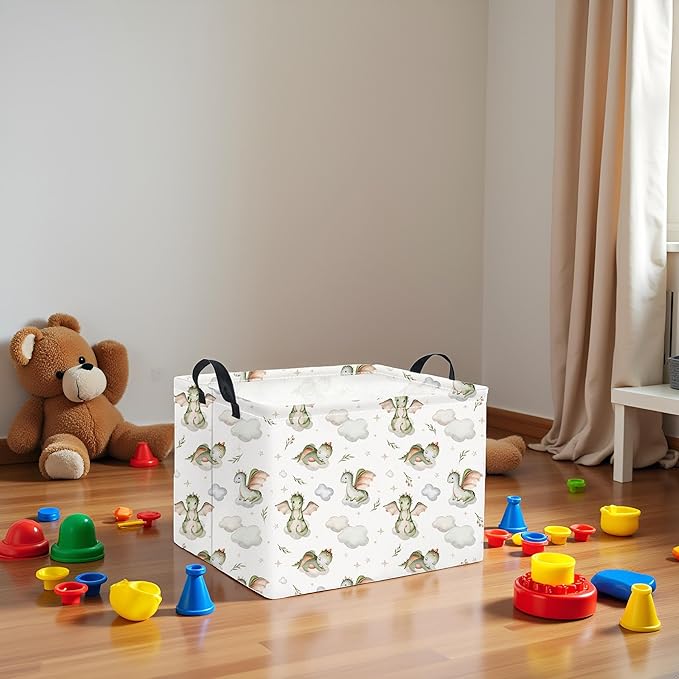 HIYAGON Rectangular Baby Girl Basket Kids Baby Storage Basket Toy Storage Bin Organizer Box Room Decor(Cute Dinosaur)