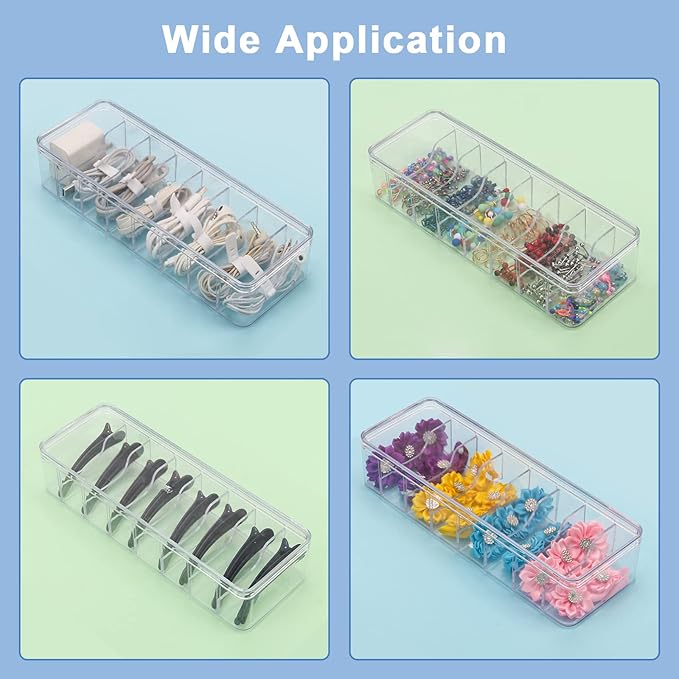 Cable Organizer Storage Box Plastic Cable Cord Management Box Power Cord Organizer Case with 10Pcs Rubber Ties for Office, Home, Desk Accessories Storage Stationery Supplies