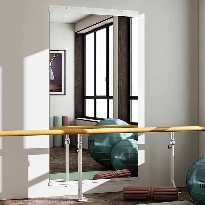 VooBang Home Gym Mirror - 1 PCS 33×60 inches, Large Frameless Wall Mounted Full Length Body Mirror for Dancing Studio, Exercise, Fineness, Yoga, Tempered Glass
