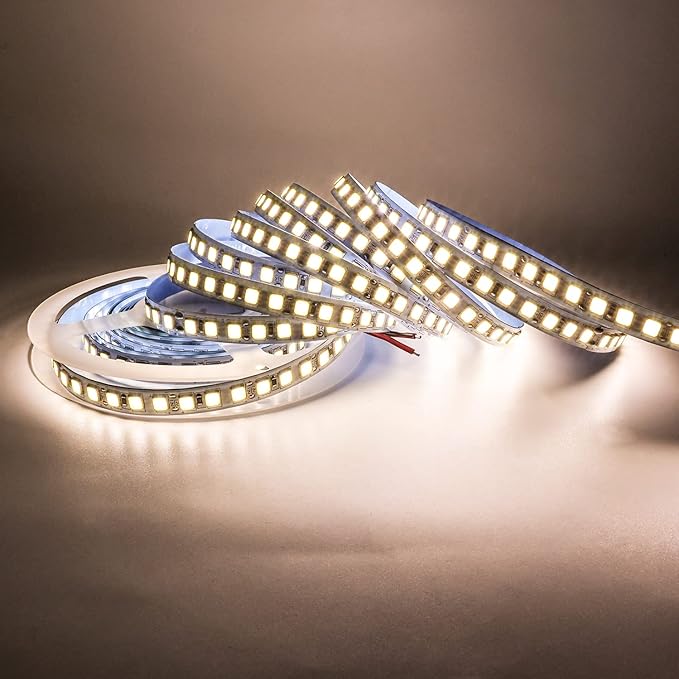 12V LED Strip Lights, 16.4ft Natural White 4000K Light Strips SMD 5054 IP20 120 LEDs/M, Total 600 LEDs Super Bright Rope Light Strip for Home, Shelf, Kitchen Decoration