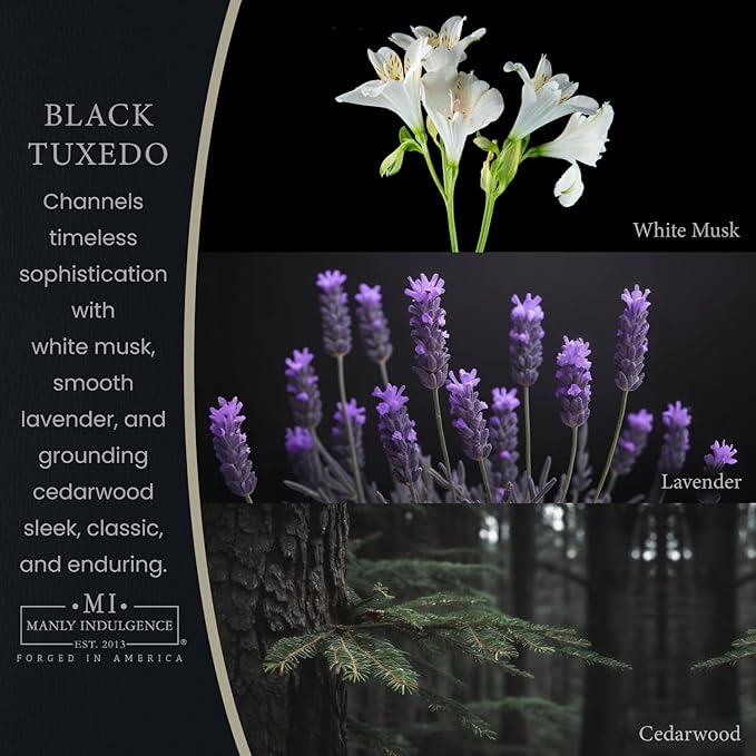 Manly Indulgence Black Tuxedo Scented Wax Melts, Wax Melt Warmer Cubes, Long Lasting Scented Wax Warmer Cubes, 4 Pack, 6 Cubes Each - Made in The USA