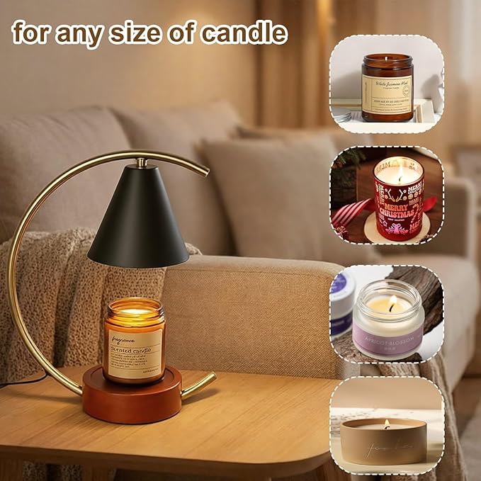 Candle Warmer Lamp with Timer Dimmable, Gifts for Women, House Warming Gifts New Home Decor, Black Candle Warmer, Wax Melt Warmer for Jar Candles with 2 * 50W Bulbs (Moon-Shape Candle Warmer Lamp)
