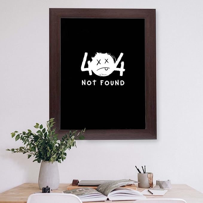 InkFlow Posters 404 Not Found Poster - Tech-Inspired Minimalist Wall Art for Office or Gaming Setup, Humorous Art with a Digital Twist - 24x32 Unframed Canvas Print